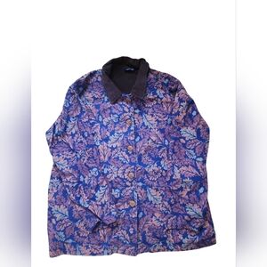 Vintage Krazy Kat Barn Chore Jacket L Fall Leaves Corduroy Unlined 100% Cotton